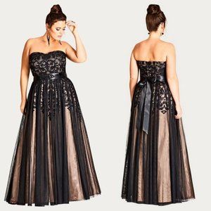 City Chic Embroidered Tulle Maxi Dress
